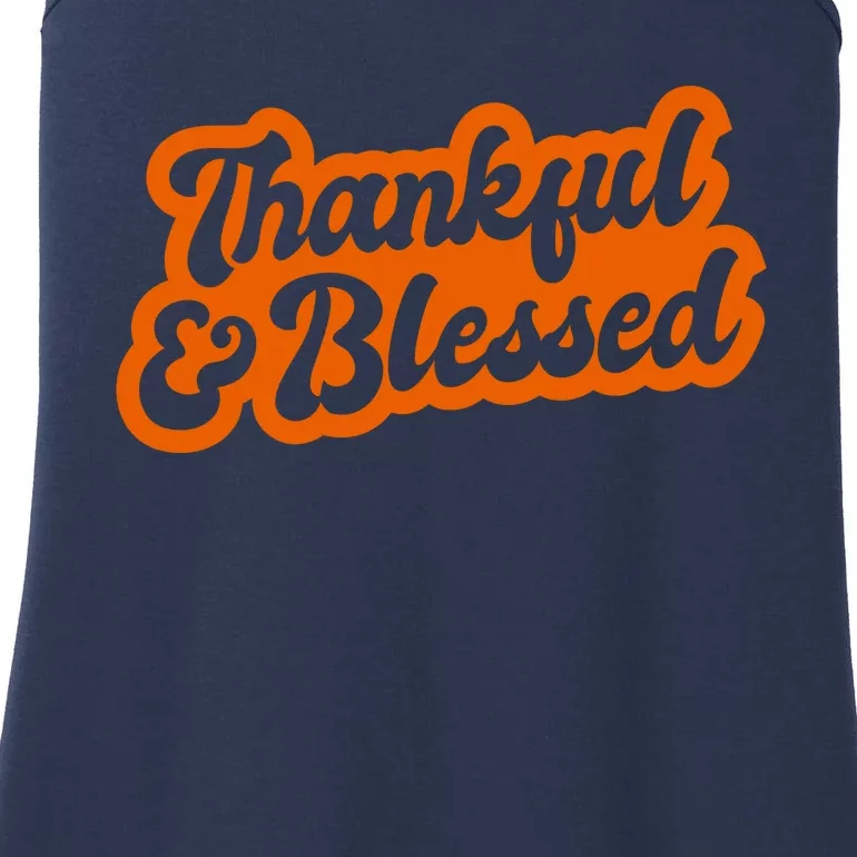 Thankful And Blessed Thanksgiving Holiday Ladies Essential Tank