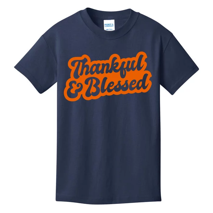 Thankful And Blessed Thanksgiving Holiday Kids T-Shirt