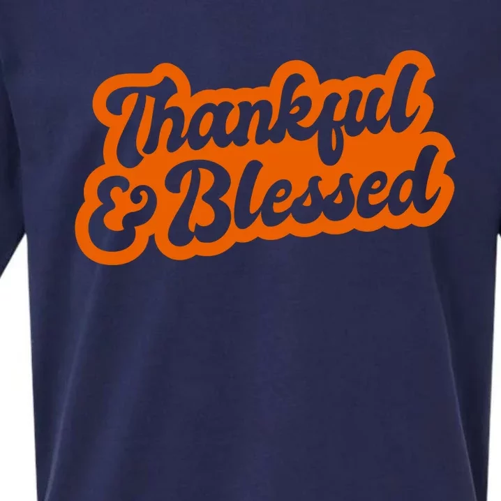 Thankful And Blessed Thanksgiving Holiday Sueded Cloud Jersey T-Shirt