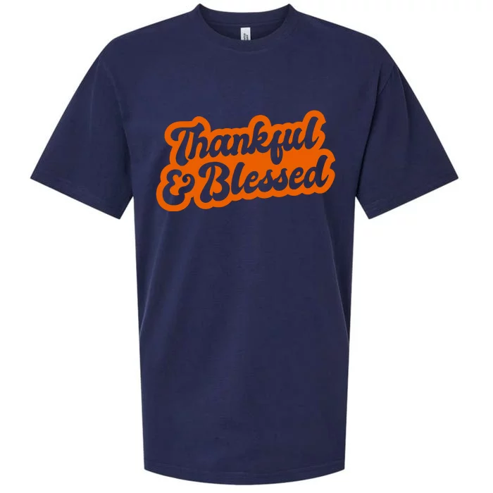 Thankful And Blessed Thanksgiving Holiday Sueded Cloud Jersey T-Shirt