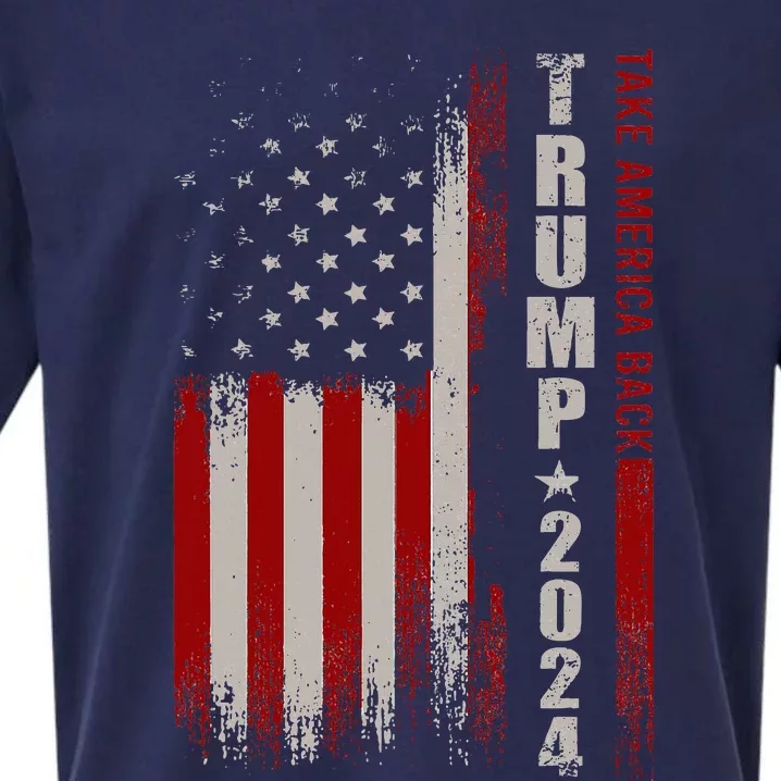 Take America Back American Flag Trump 2024 Sueded Cloud Jersey T-Shirt