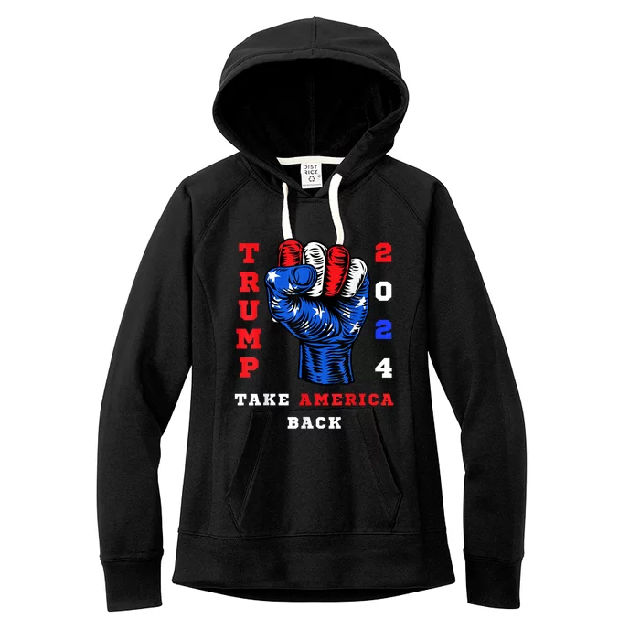 Take America Back Trump 2024 Maga Republicans Patriotic Women's Fleece Hoodie