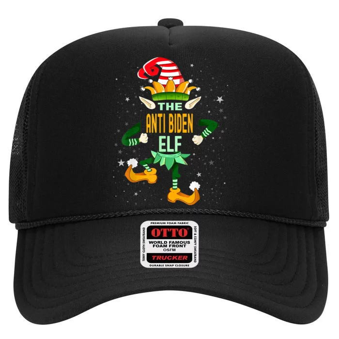 The Anti Biden Elf Funny Christmas Matching Family Outfit High Crown Mesh Trucker Hat