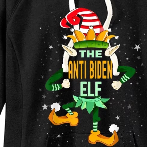 The Anti Biden Elf Funny Christmas Matching Family Outfit Women's Fleece Hoodie