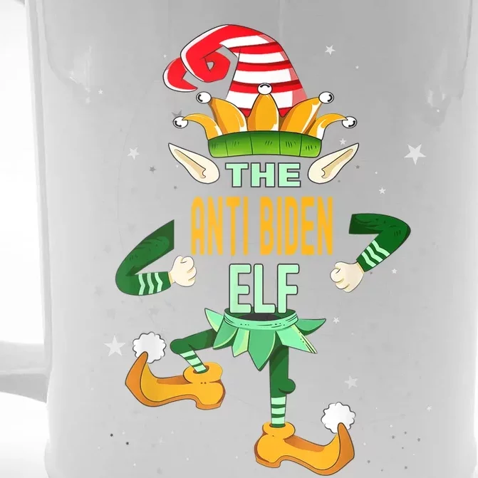 The Anti Biden Elf Funny Christmas Matching Family Outfit Front & Back Beer Stein