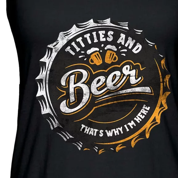 Titties and Beer That’s Why I'm Here Oktoberfest Can Cap Ladies Essential Flowy Tank