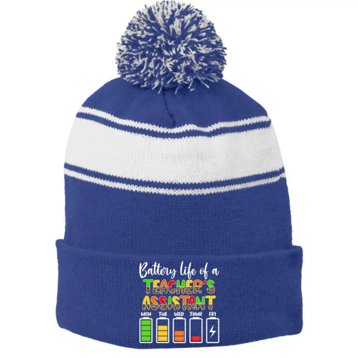 Teaching Assistant Battery Life Assistant Teacher Gift Stripe Pom Pom Beanie