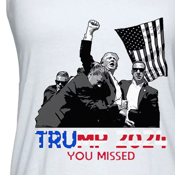 Trump Assasination Bloody Ear Butler You Missed Trump Ladies Essential Flowy Tank