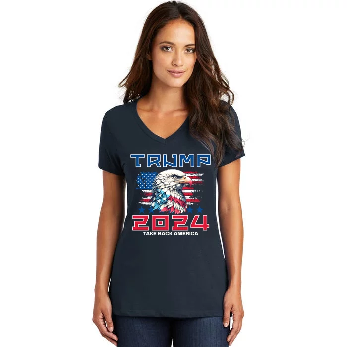 Take America Back Trump 2024 Women's V-Neck T-Shirt