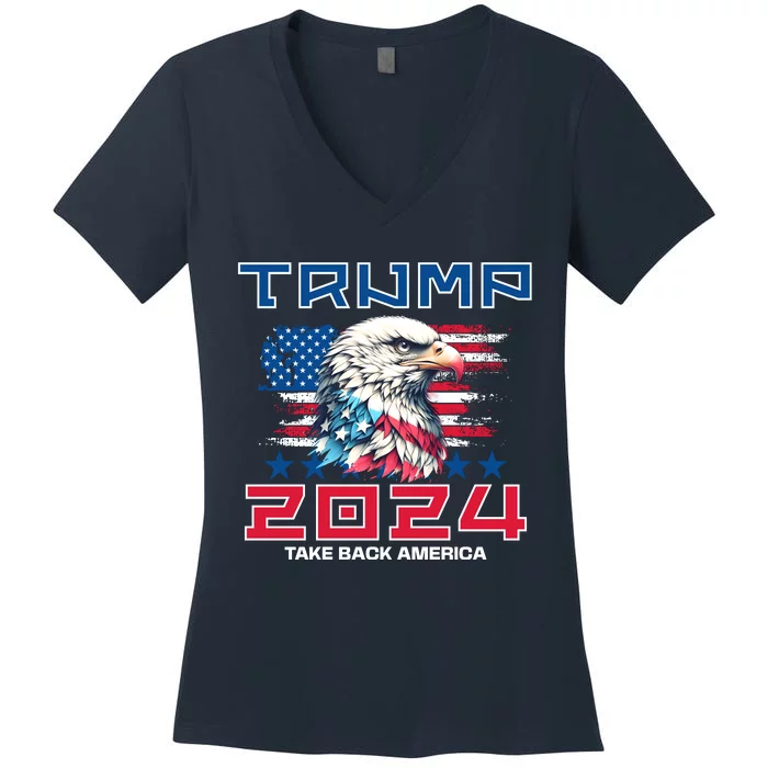 Take America Back Trump 2024 Women's V-Neck T-Shirt