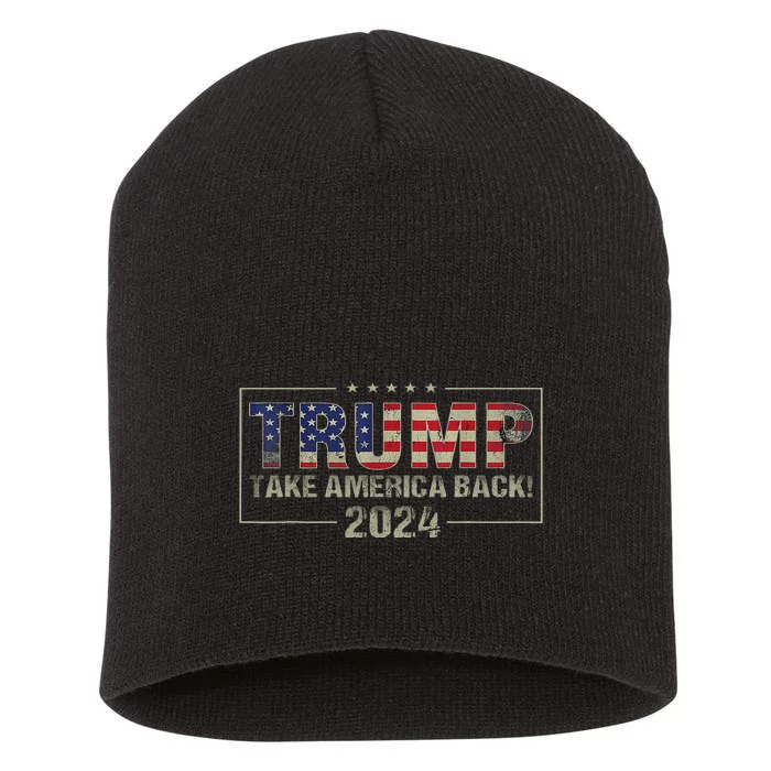 Take America Back American Flag Trump 2024 Women Gifts Short Acrylic Beanie