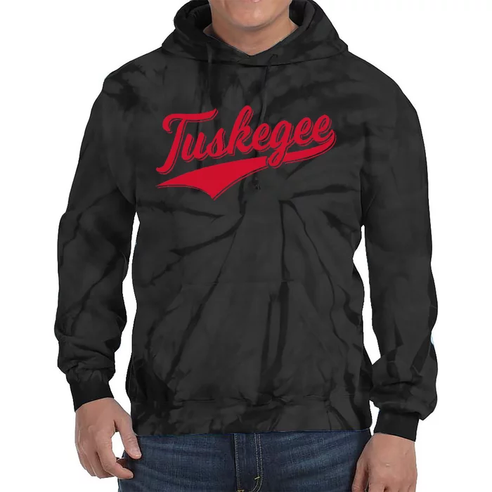 Tuskegee Alabama Baseball Sports Script Cursive With Swoosh Tie Dye Hoodie