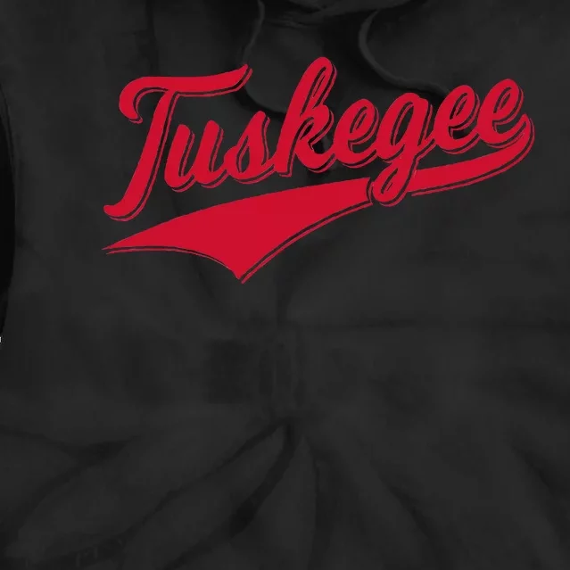 Tuskegee Alabama Baseball Sports Script Cursive With Swoosh Tie Dye Hoodie