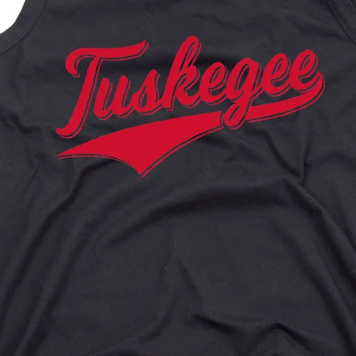 Tuskegee Alabama Baseball Sports Script Cursive With Swoosh Tank Top