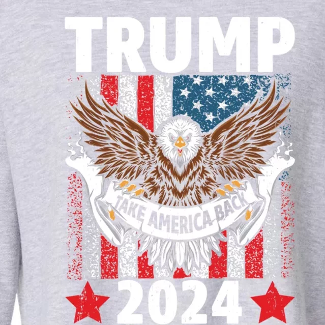 Take America Back 2024 Us Flag Trump Gift Cropped Pullover Crew