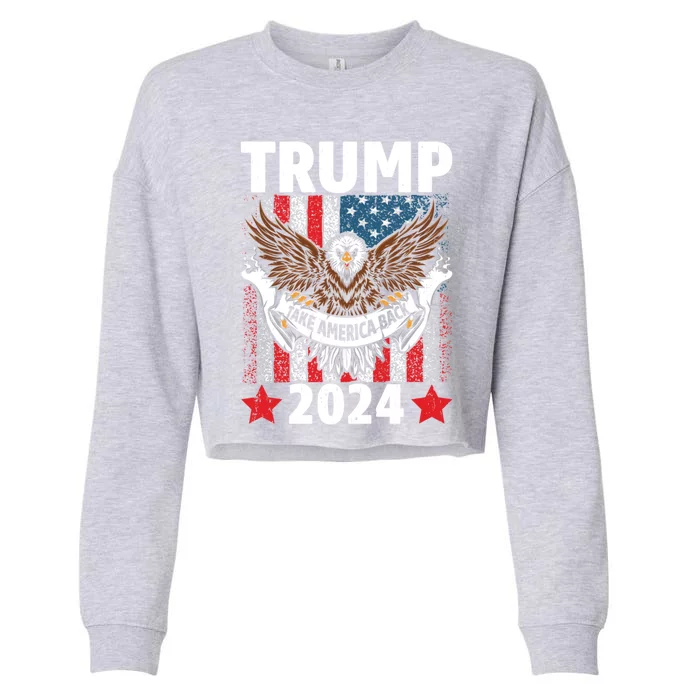 Take America Back 2024 Us Flag Trump Gift Cropped Pullover Crew