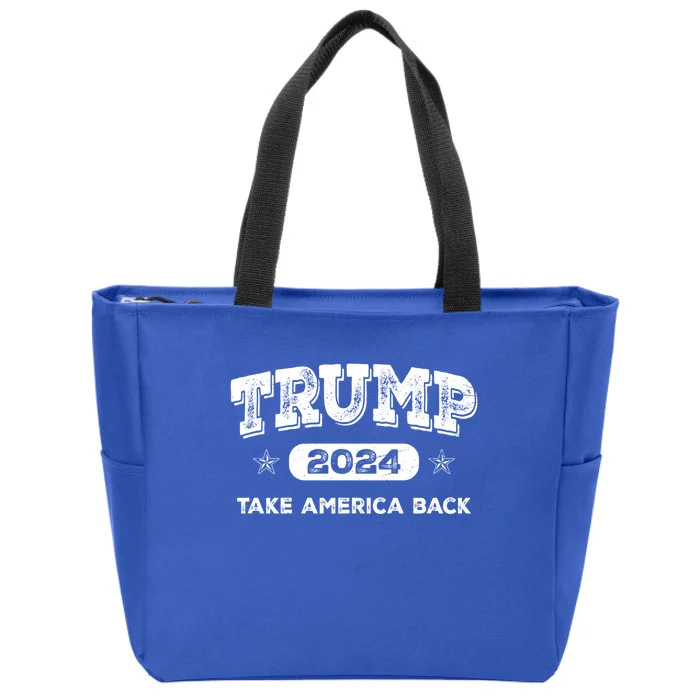 Take America Back American Flag Trump 2024 Funny Gift Zip Tote Bag