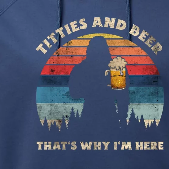 Titties And Beer That’s Why Im Here Oktoberfest Funny Ape Gift Performance Fleece Hoodie