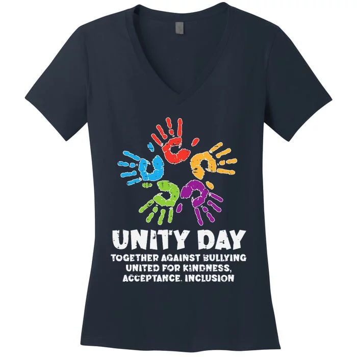 Together Against Bullying Orange Anti Bullying Unity Day Women's V-Neck T-Shirt