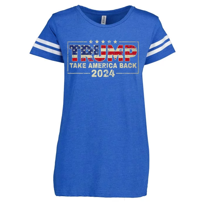 Take America Back American Flag Trump 2024 Enza Ladies Jersey Football T-Shirt