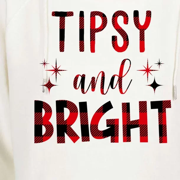 Tipsy And Bright Christmas Holiday Funny Womens Funnel Neck Pullover Hood