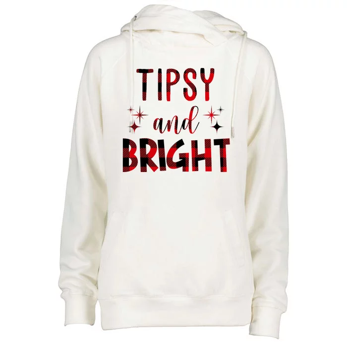 Tipsy And Bright Christmas Holiday Funny Womens Funnel Neck Pullover Hood