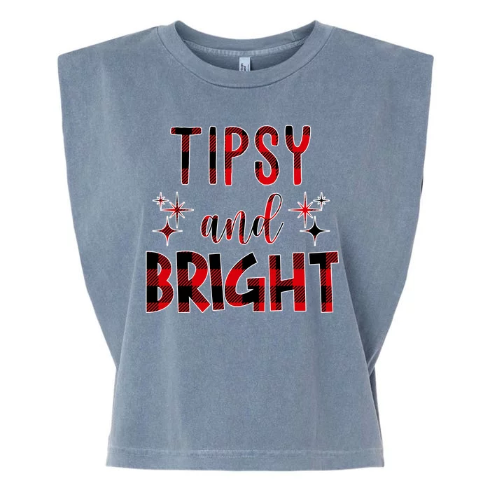 Tipsy And Bright Christmas Holiday Funny Garment-Dyed Women's Muscle Tee