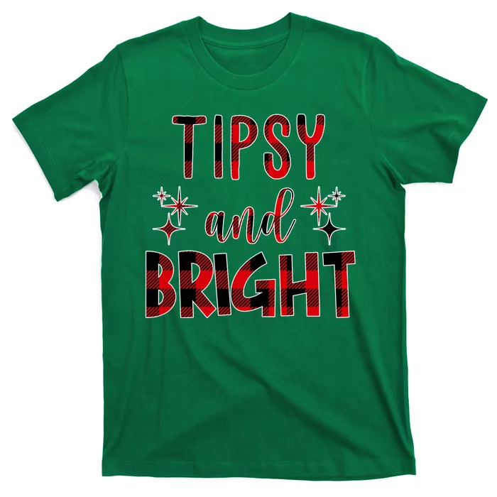 Tipsy And Bright Christmas Holiday Funny T-Shirt