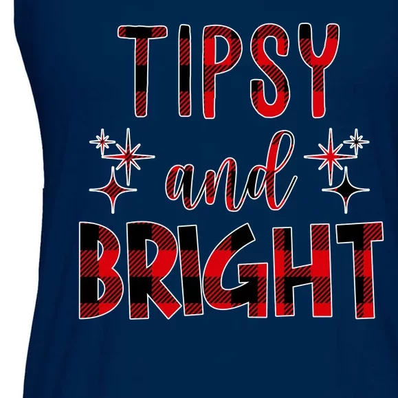 Tipsy And Bright Christmas Holiday Funny Ladies Essential Flowy Tank