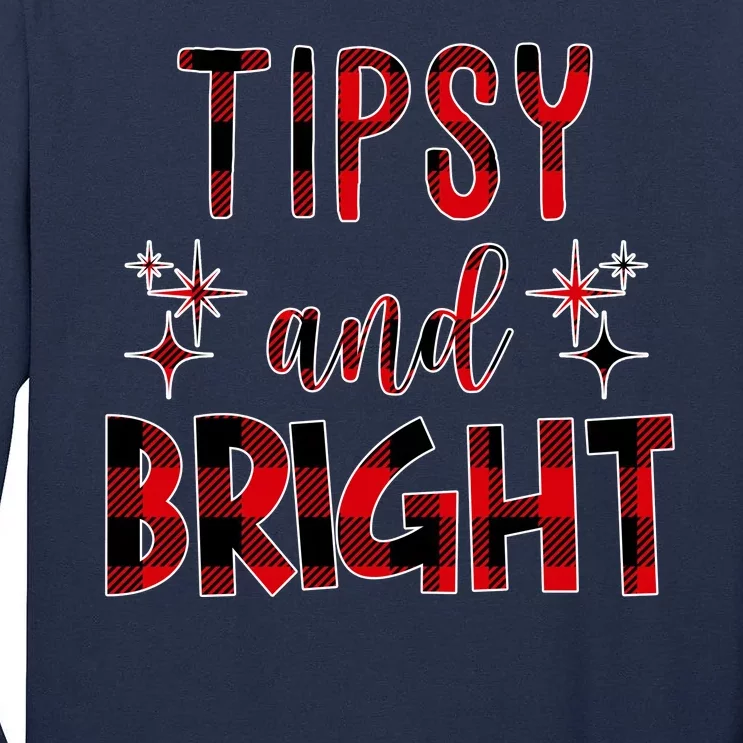 Tipsy And Bright Christmas Holiday Funny Tall Long Sleeve T-Shirt