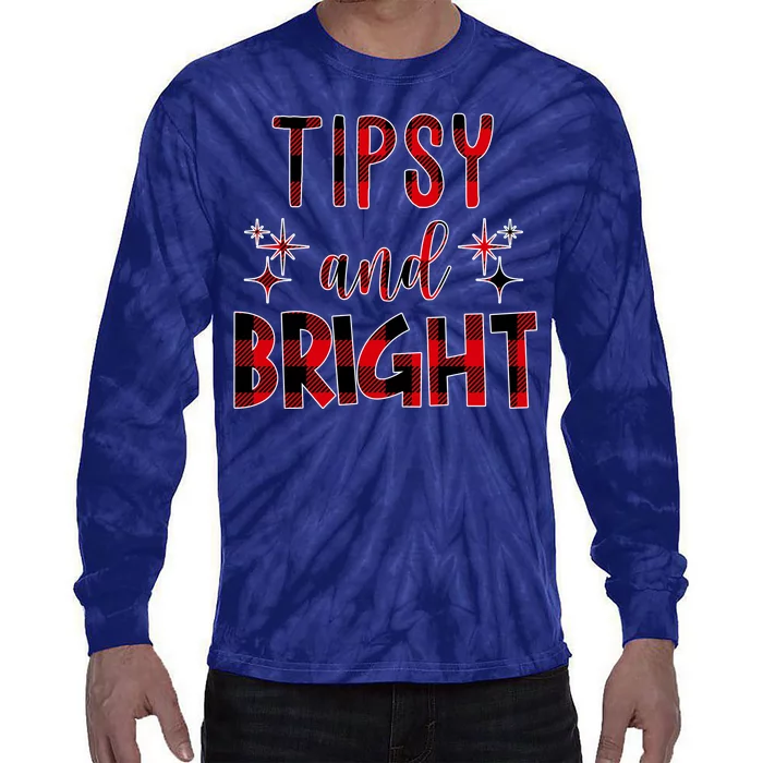 Tipsy And Bright Christmas Holiday Funny Tie-Dye Long Sleeve Shirt