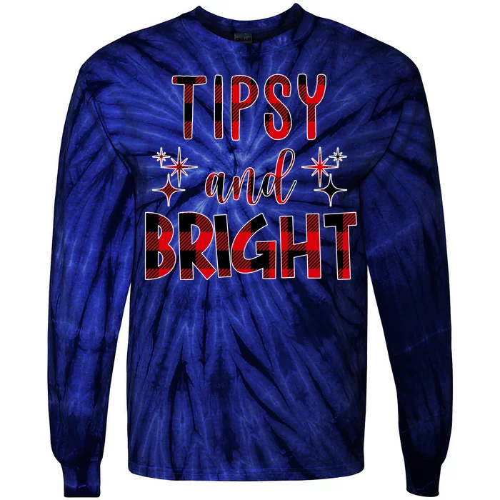 Tipsy And Bright Christmas Holiday Funny Tie-Dye Long Sleeve Shirt