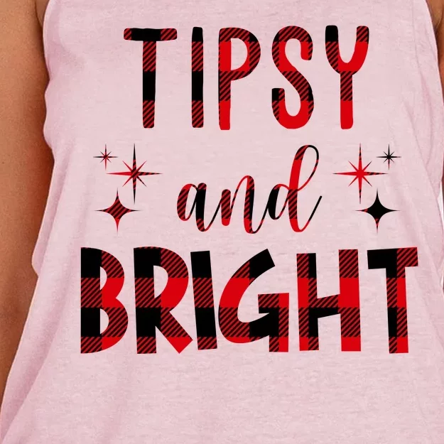 Tipsy And Bright Christmas Holiday Funny Women's Knotted Racerback Tank