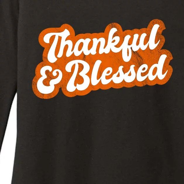 Thankful And Blessed Retro Distressed Logo Womens CVC Long Sleeve Shirt