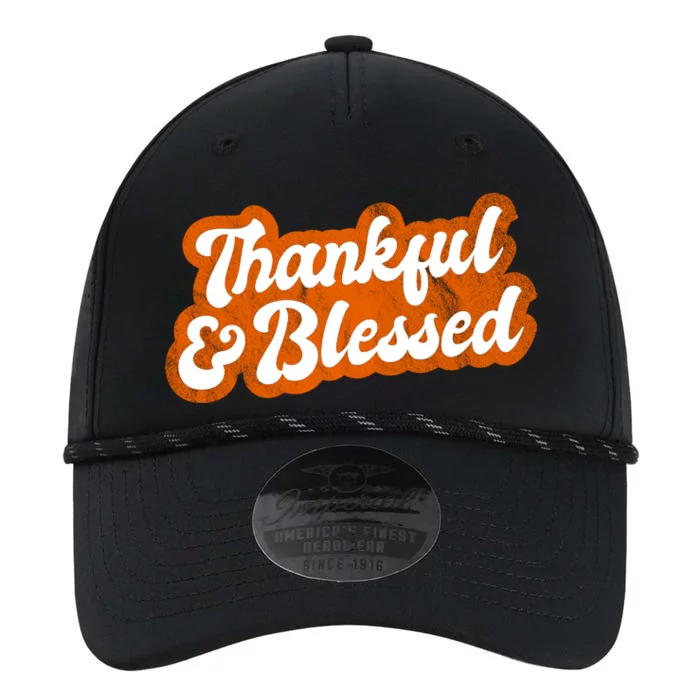 Thankful And Blessed Retro Distressed Logo Performance The Dyno Cap