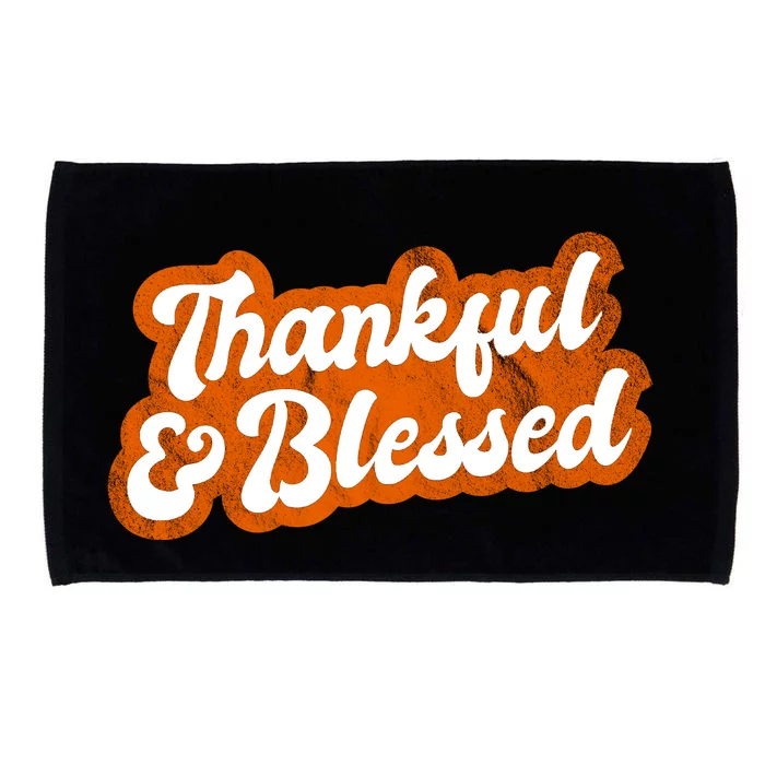 Thankful And Blessed Retro Distressed Logo Microfiber Hand Towel