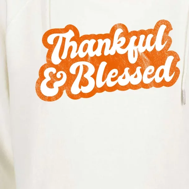 Thankful And Blessed Retro Distressed Logo Womens Funnel Neck Pullover Hood