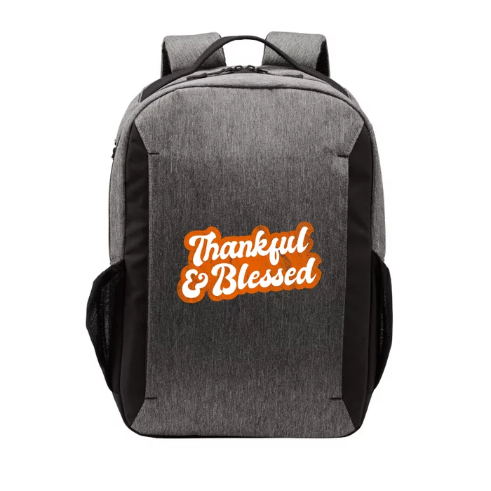 Thankful And Blessed Retro Distressed Logo Vector Backpack