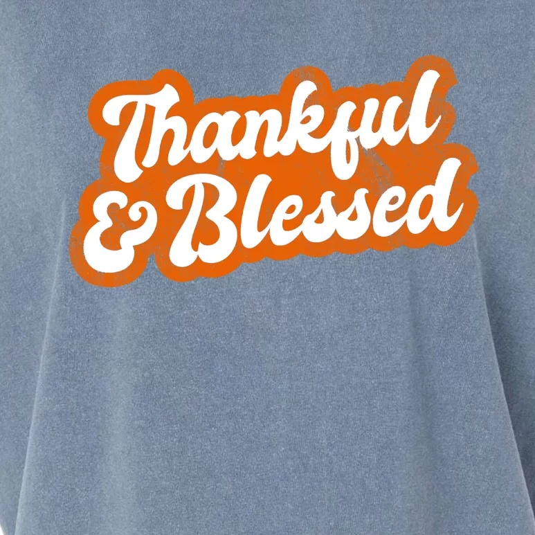 Thankful And Blessed Retro Distressed Logo Garment-Dyed Women's Muscle Tee