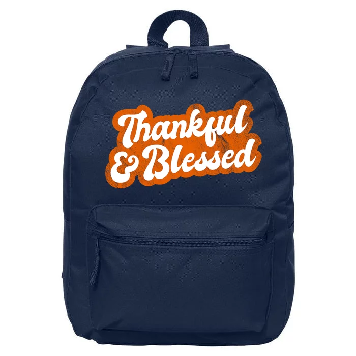 Thankful And Blessed Retro Distressed Logo 16 in Basic Backpack