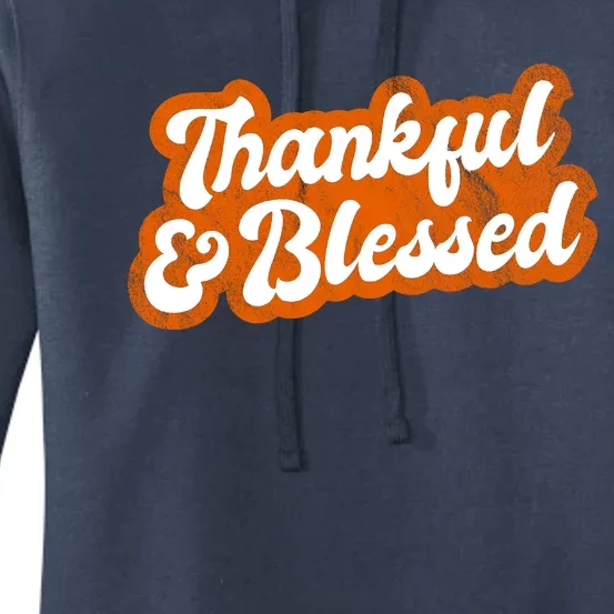 Thankful And Blessed Retro Distressed Logo Women's Pullover Hoodie