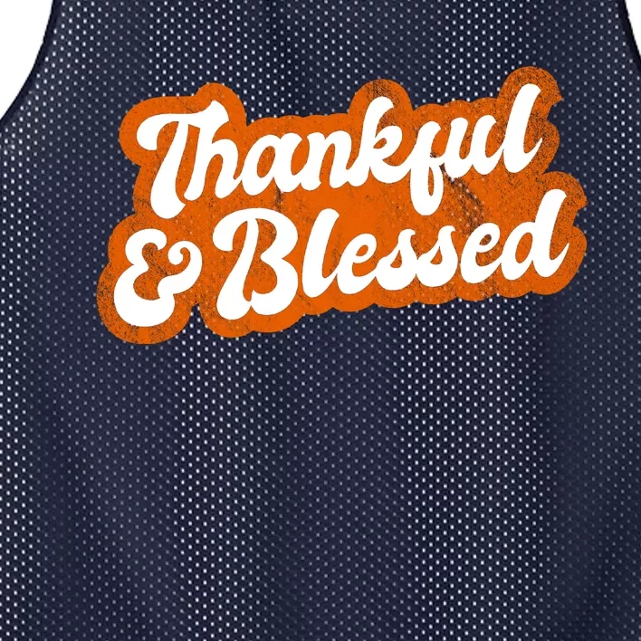 Thankful And Blessed Retro Distressed Logo Mesh Reversible Basketball Jersey Tank