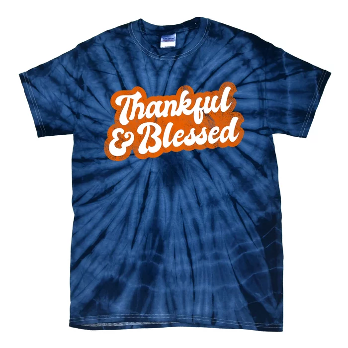 Thankful And Blessed Retro Distressed Logo Tie-Dye T-Shirt