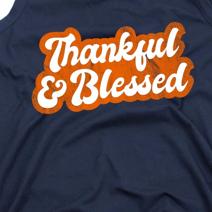 Thankful And Blessed Retro Distressed Logo Tank Top