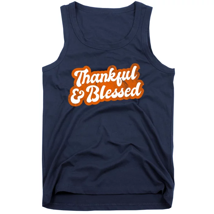 Thankful And Blessed Retro Distressed Logo Tank Top