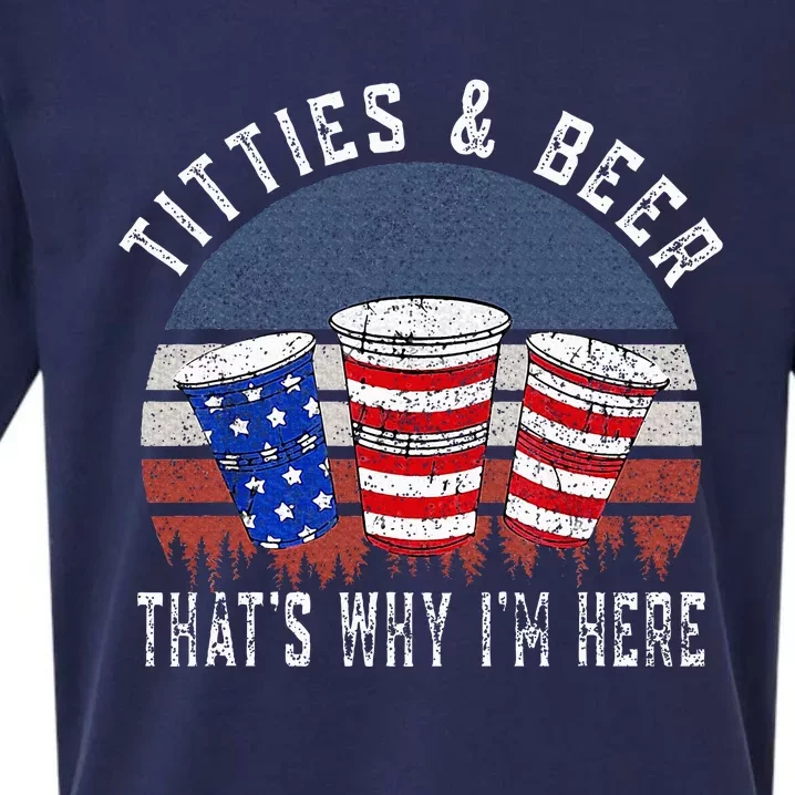 Titties And Beer ThatS Why IM Here Funny Beer Sueded Cloud Jersey T-Shirt