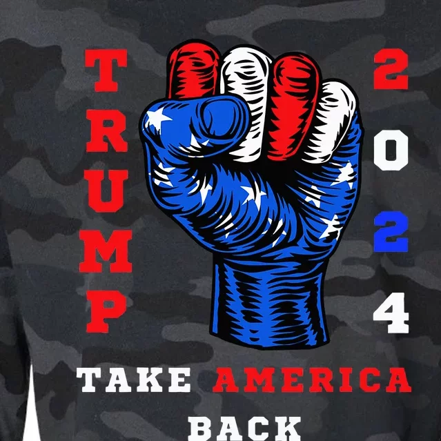 Take America Back Trump 2024 Maga Republicans Patriotic Cropped Pullover Crew