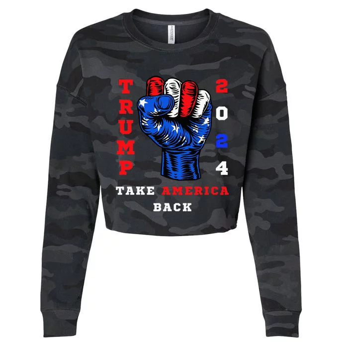 Take America Back Trump 2024 Maga Republicans Patriotic Cropped Pullover Crew