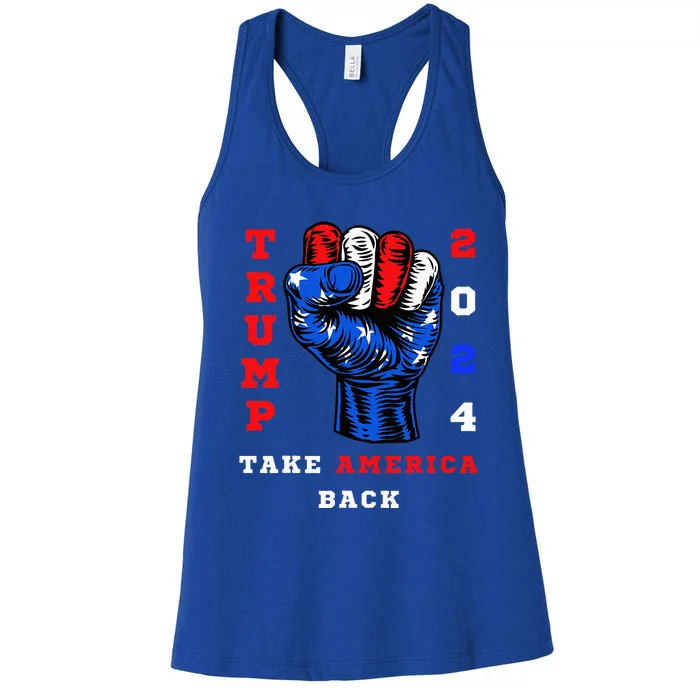 Take America Back Trump 2024 Maga Republicans Patriotic Women's Racerback Tank