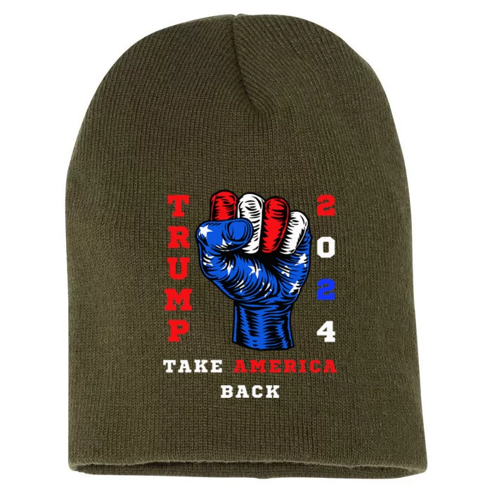 Take America Back Trump 2024 Maga Republicans Patriotic Short Acrylic Beanie